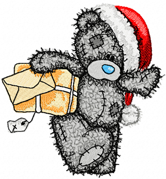 Teddy Bear Christmas postman machine embroidery design